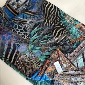 Camilla Multicolor Baroque-Print Silk-Look Swim Coverup